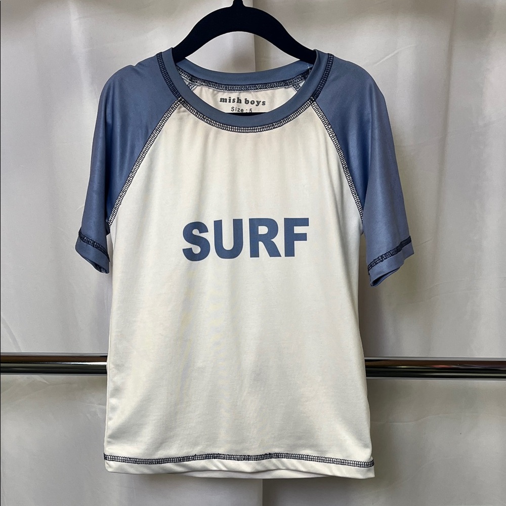 Mish Boys Blue and White Surf Rashguard swim top size 5
